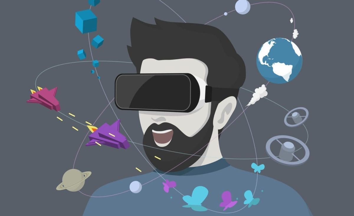 VR-Brillenträger taucht in neue Welten ein