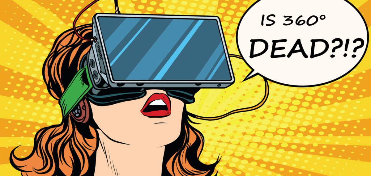 Comic Frau mit VR-Brille fragt ob 360° tot ist?